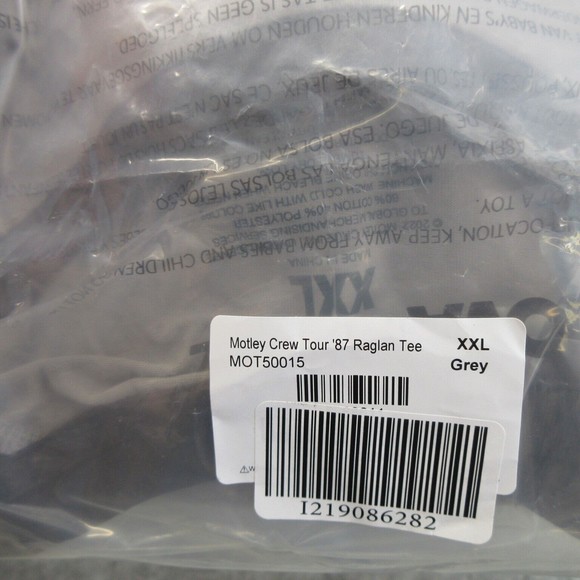 Motley Crue Mens T-Shirt Size XXL Tour '87 Raglan Tee Licensed Cotton Blend New - Picture 11 of 15